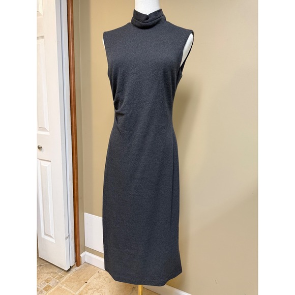 Talbots Dresses & Skirts - 100% Merino Wool Talbots Dark Charcoal Gray Sleeveless Midi Dress